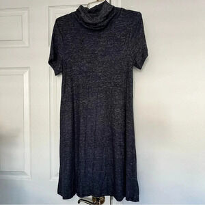 Bobeau Cowl Neck Midi Dress Size Medium Navy Blue With Built-In Face Cover Cozy